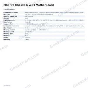 MSI Pro H610M-G WIFI Motherboard
