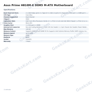 Asus Prime H810M-K DDR5 M-ATX Motherboard