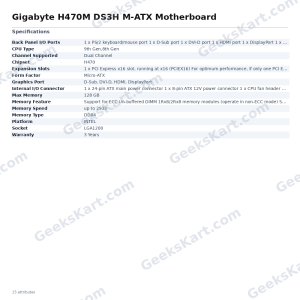 Gigabyte H470M DS3H M-ATX Motherboard