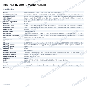 MSI Pro B760M-E Motherboard