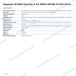 Gigabyte B760M Gaming X AX DDR4 WiFi6E M-ATX Motherboard