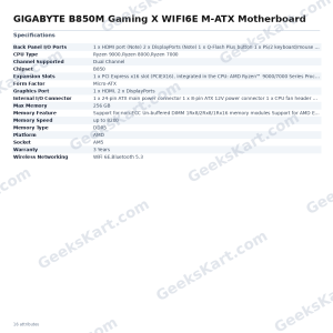 GIGABYTE B850M Gaming X WIFI6E M-ATX Motherboard