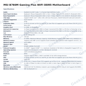 MSI B760M Gaming Plus WIFI DDR5 Motherboard