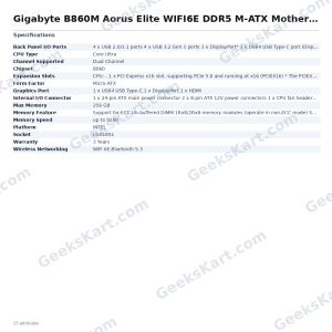 Gigabyte B860M Aorus Elite WIFI6E DDR5 M-ATX Motherboard
