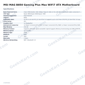 MSI MAG B850 Gaming Plus Max WiFi7 ATX Motherboard
