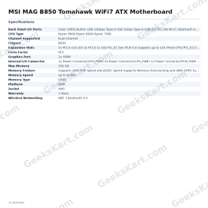 MSI MAG B850 Tomahawk WiFi7 ATX Motherboard