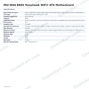 MSI MAG B850 Tomahawk WiFi7 ATX Motherboard