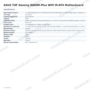 ASUS TUF Gaming B860M-Plus WIFI M-ATX Motherboard
