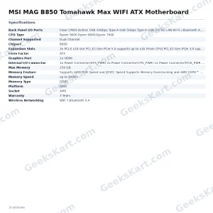 MSI MAG B850 Tomahawk Max WIFI ATX Motherboard