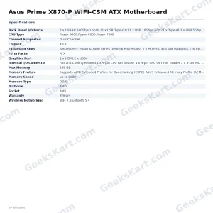 Asus Prime X870-P WIFI-CSM ATX Motherboard