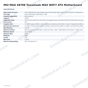 MSI MAG X870E Tomahawk MAX WIFI7 ATX Motherboard