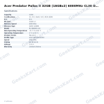 Acer Predator Pallas II 32GB (16GBx2) 6000MHz CL30 DDR5 RAM