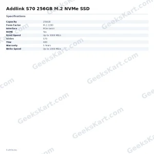 Addlink S70 256GB M.2 NVMe SSD
