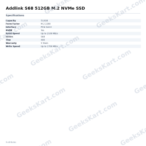 Addlink S68 512GB M.2 NVMe SSD