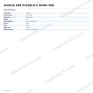 Addlink S68 512GB M.2 NVMe SSD
