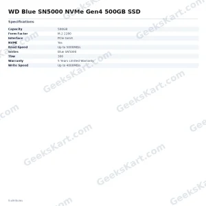 WD Blue SN5000 NVMe Gen4 500GB SSD