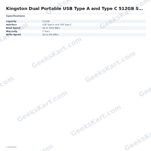 Kingston Dual Portable USB Type A and Type C 512GB SSD