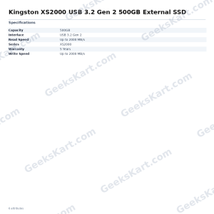 Kingston XS2000 USB 3.2 Gen 2 500GB External SSD