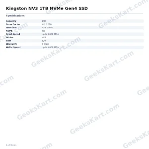 Kingston NV3 1TB NVMe Gen4 SSD