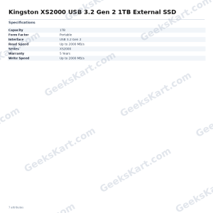 Kingston XS2000 USB 3.2 Gen 2 1TB External SSD