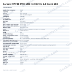Corsair MP700 PRO 1TB M.2 NVMe 2.0 Gen5 SSD
