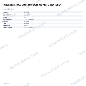 Kingston KC3000 2048GB NVMe Gen4 SSD
