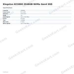 Kingston KC3000 2048GB NVMe Gen4 SSD