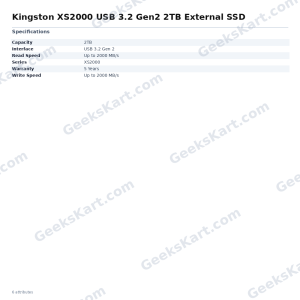 Kingston XS2000 USB 3.2 Gen2 2TB External SSD