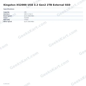 Kingston XS2000 USB 3.2 Gen2 2TB External SSD