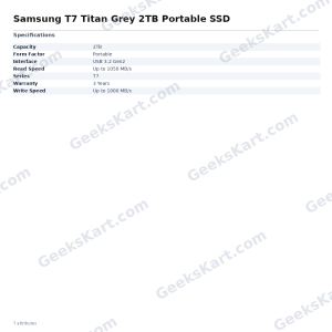 Samsung T7 Titan Grey 2TB Portable SSD