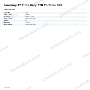 Samsung T7 Titan Grey 2TB Portable SSD