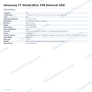 Samsung T7 Shield Blue 2TB External SSD