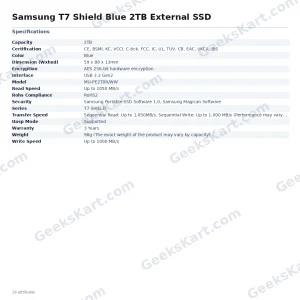 Samsung T7 Shield Blue 2TB External SSD
