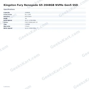 Kingston Fury Renegade G5 2048GB NVMe Gen5 SSD