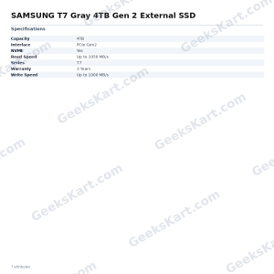SAMSUNG T7 Gray 4TB Gen 2 External SSD