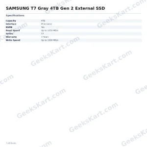 SAMSUNG T7 Gray 4TB Gen 2 External SSD