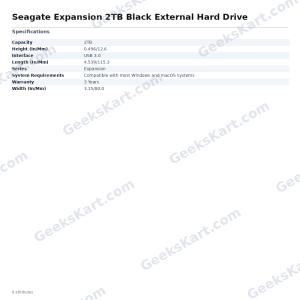 Seagate Expansion 2TB Black External Hard Drive