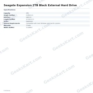 Seagate Expansion 2TB Black External Hard Drive