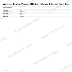 Western Digital Purple 4TB Surveillance Internal Hard Drive