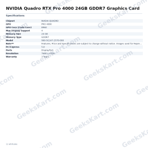 NVIDIA Quadro RTX Pro 4000 24GB GDDR7 Graphics Card