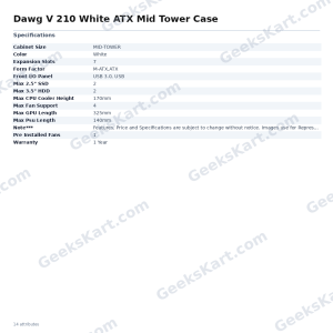 Dawg V 210 White ATX Mid Tower Case