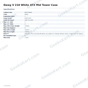 Dawg V 210 White ATX Mid Tower Case