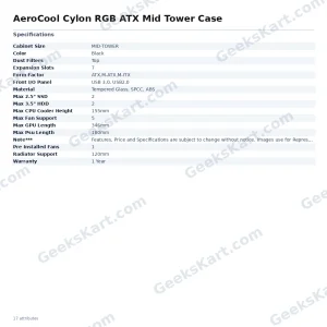 AeroCool Cylon RGB ATX Mid Tower Case
