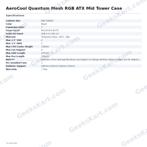 AeroCool Quantum Mesh RGB ATX Mid Tower Case