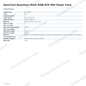 AeroCool Quantum Mesh RGB ATX Mid Tower Case