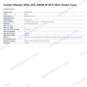 Cooler Master Elite 302 ARGB M-ATX Mini Tower Case