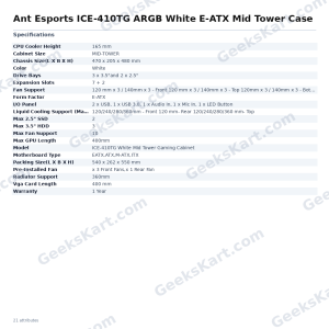 Ant Esports ICE-410TG ARGB White E-ATX Mid Tower Case