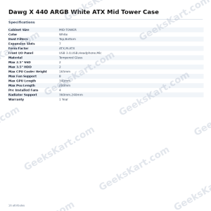 Dawg X 440 ARGB White ATX Mid Tower Case