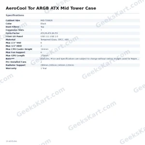 AeroCool Tor ARGB ATX Mid Tower Case
