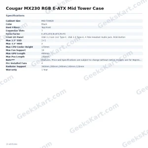 Cougar MX230 RGB E-ATX Mid Tower Case